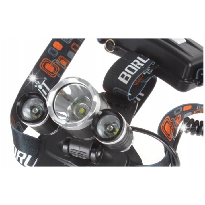 Hurtnet 3xCree T6 fejlámpa, 2100 lumen, 2 db BRC 18650 akkumulátor, szett