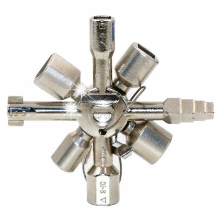 Cheie universala 10 in 1, Satis, pentru instalatii electrice, gaz, incalzire, cu bit pe sfoara, zincata