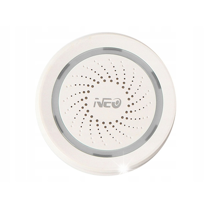 Alarma WIFI NEO, compacta, 100dB, alba, 65x65x30mm