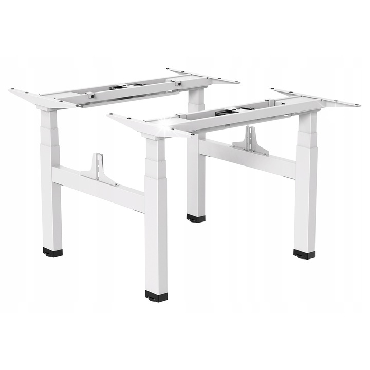 Birou electric dublu Ergo Office ER-404W, inaltime reglabila 62-128 cm, alb, fara blat