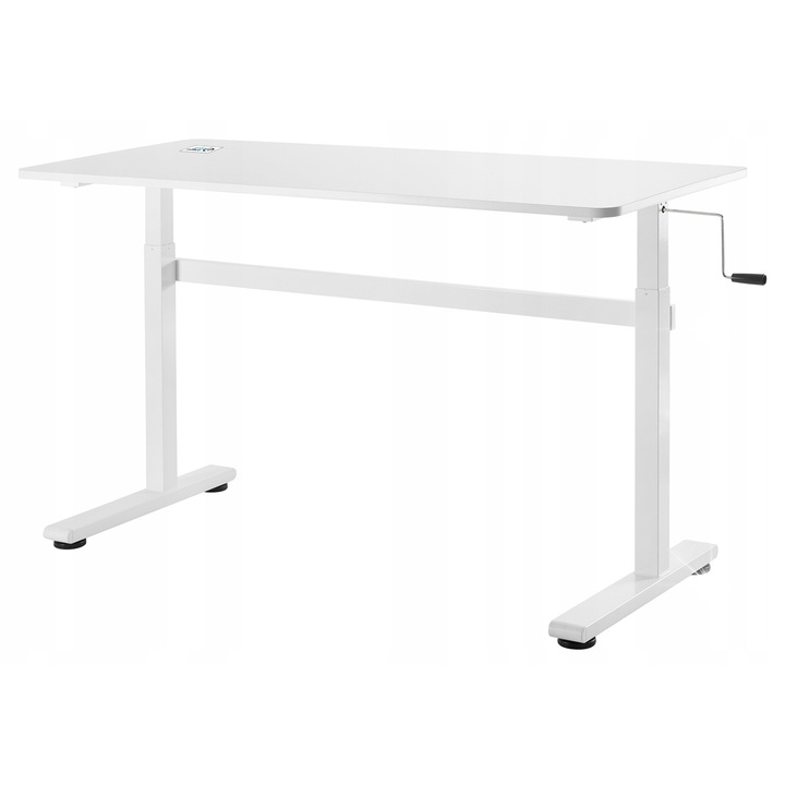 Birou cu reglaj manual inaltime, Maclean, model ER-401 W, alb, 140x60cm, max 40kg, set cu accesorii de montaj