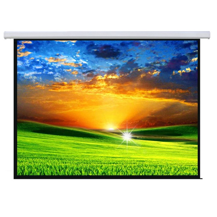 Ecran de proiectie electric, Maclean, 240x180cm, 4:3, cu telecomanda si montaj pe perete sau tavan