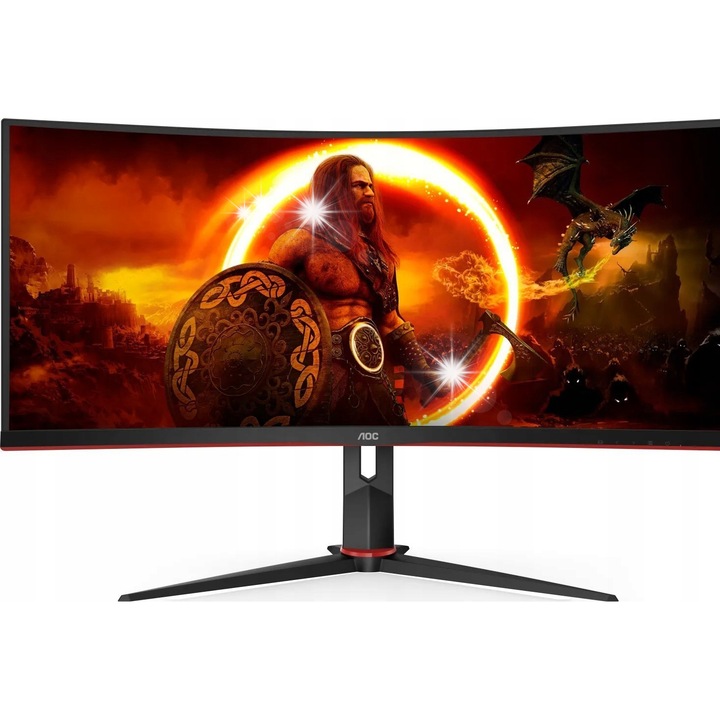 Monitor gaming 34" AOC, curbat, 3440x1440, 180Hz, negru