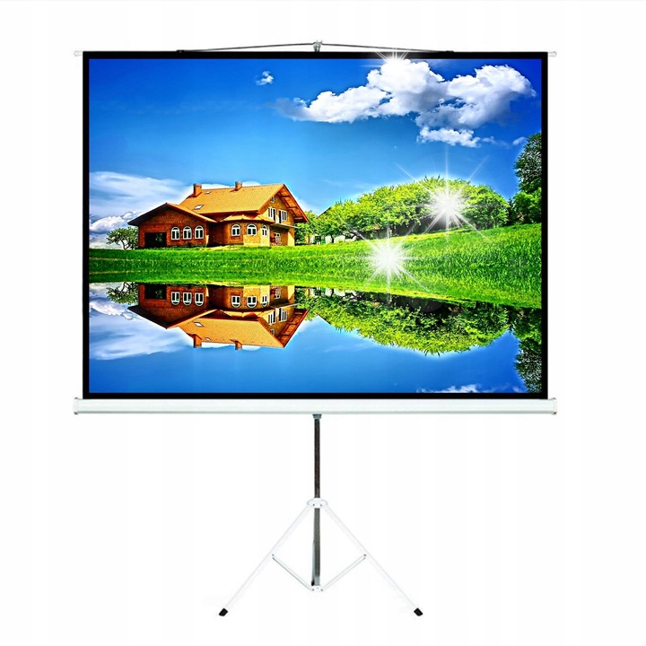 Прожекционен екран Maclean 100 инча 4:3, 150x200см, бял, със сгъваема стойка