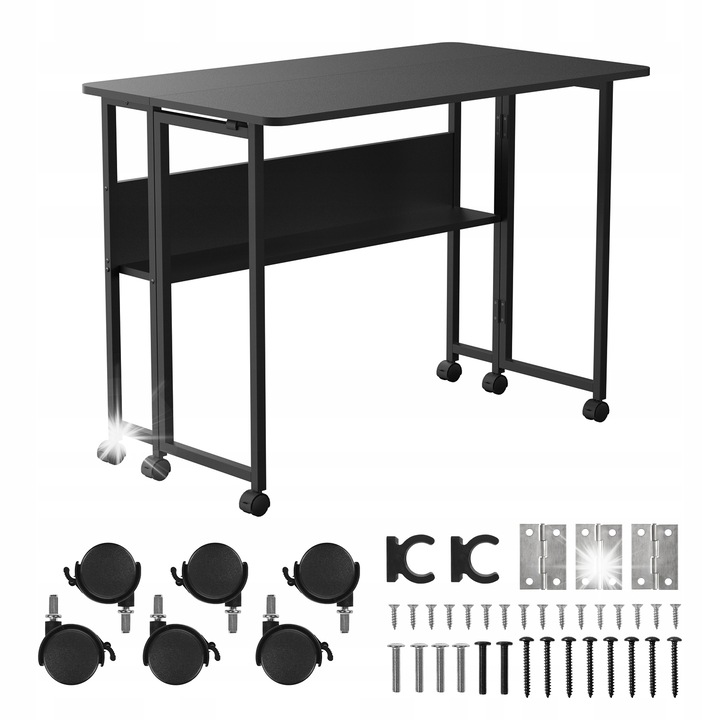 Сгъваемо бюро Maclean, мобилно, черно, 100x58 см, макс. 50 кг, с рафт