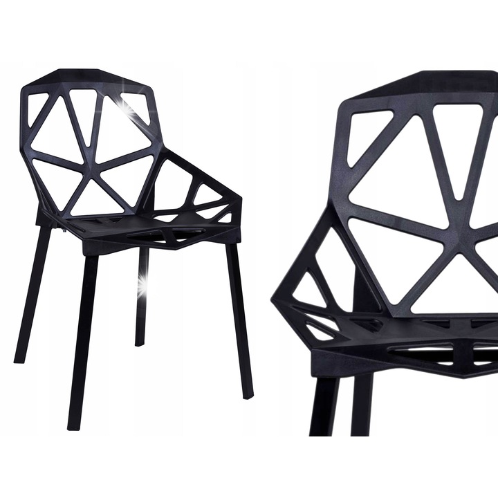 Син модерен стол eHokery Vector, черен, 82x54x46см, стакируем