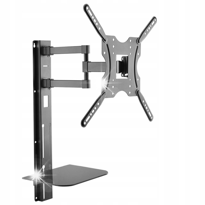 Стойка за телевизор Maclean 32"-55", VESA 400x400, капацитет 30кг, с рафт за DVD, регулируема