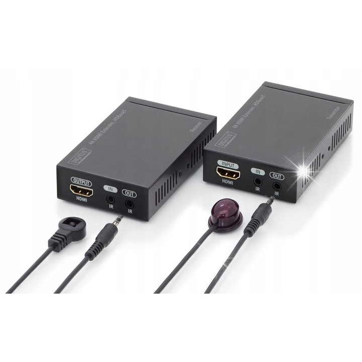 Extensor HDMI, Digitus HDBaseT 4K, 70m, Cat.5, IR, UHD, negru