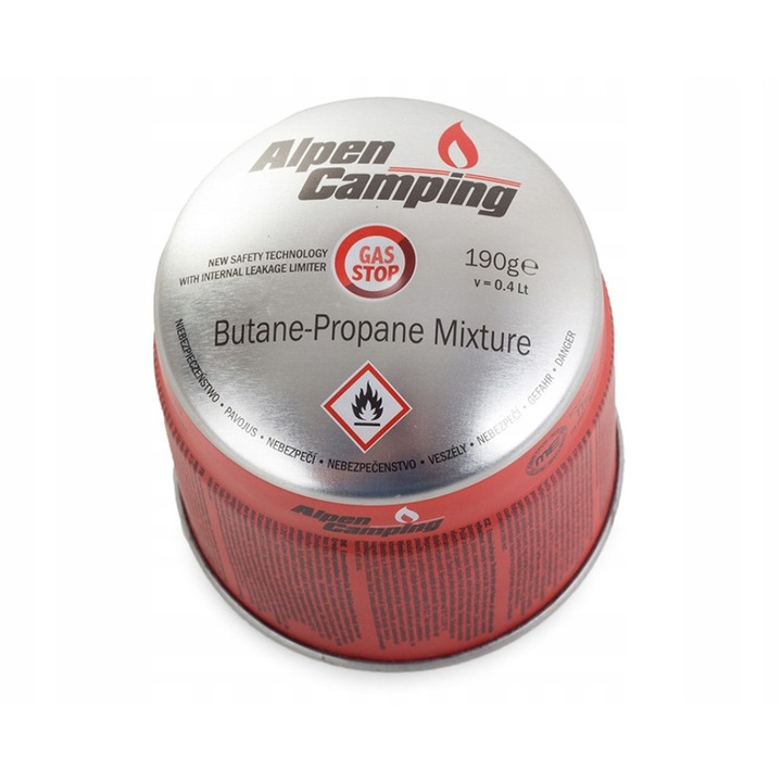 Set 12 cartuse gaz propan-butan, Alpen Camping, 12 x 400ml