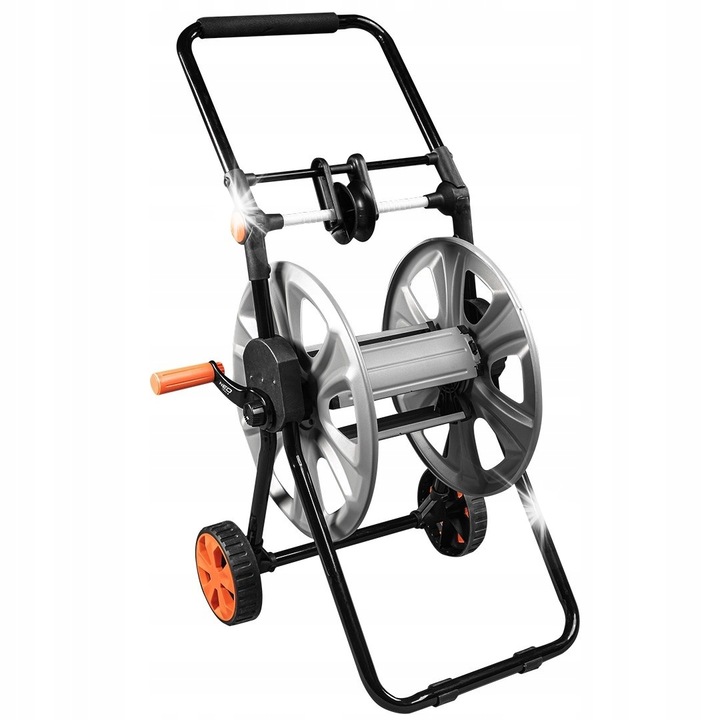 Количка за градински маркуч, NEO Tools, метална, 60м маркуч 1/2", 20м маркуч 3/4"