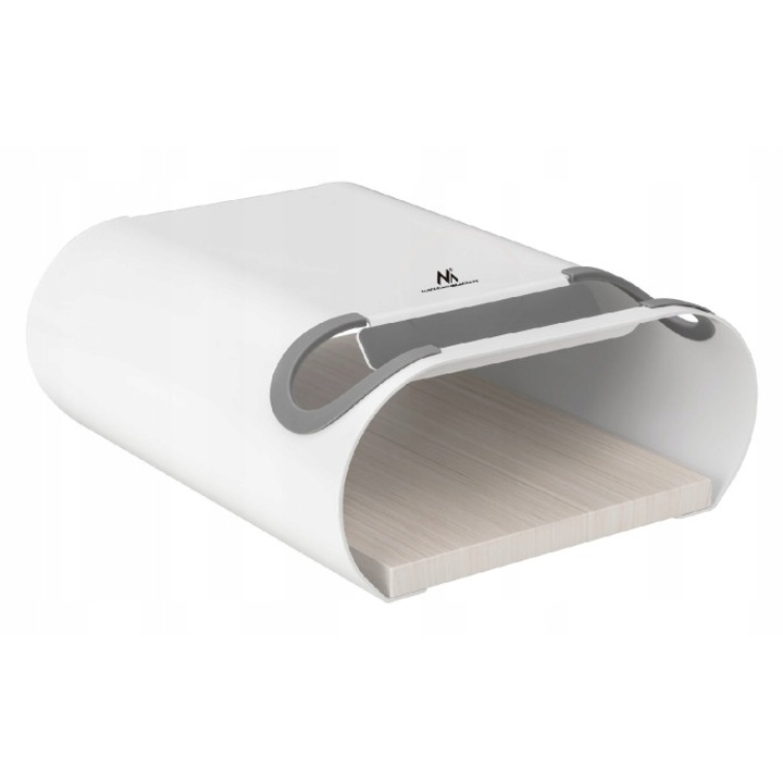 Suport depozitare bicicleta Maclean MC-466, 25kg max, alb, cu polita din lemn