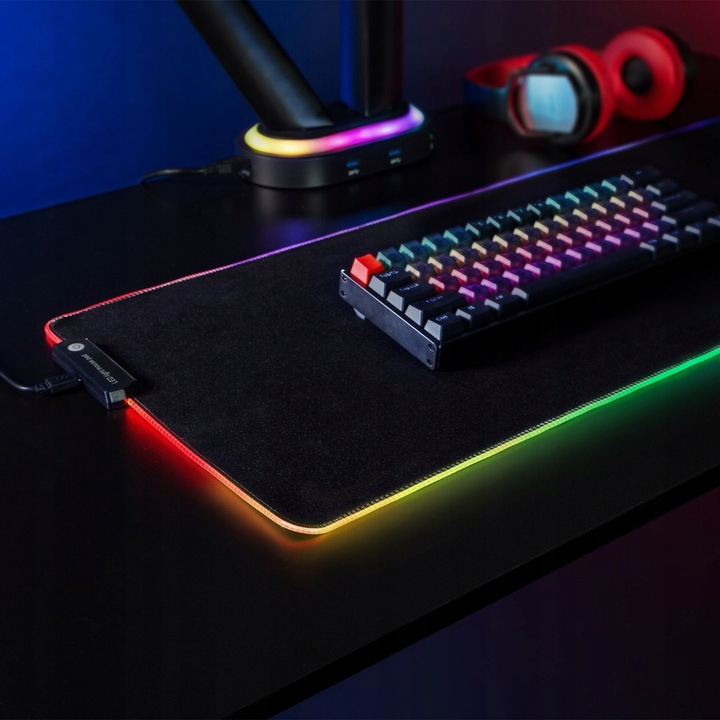 Mousepad gaming, NanoRS, RS705, LED RGB, 80x30cm, antiderapant