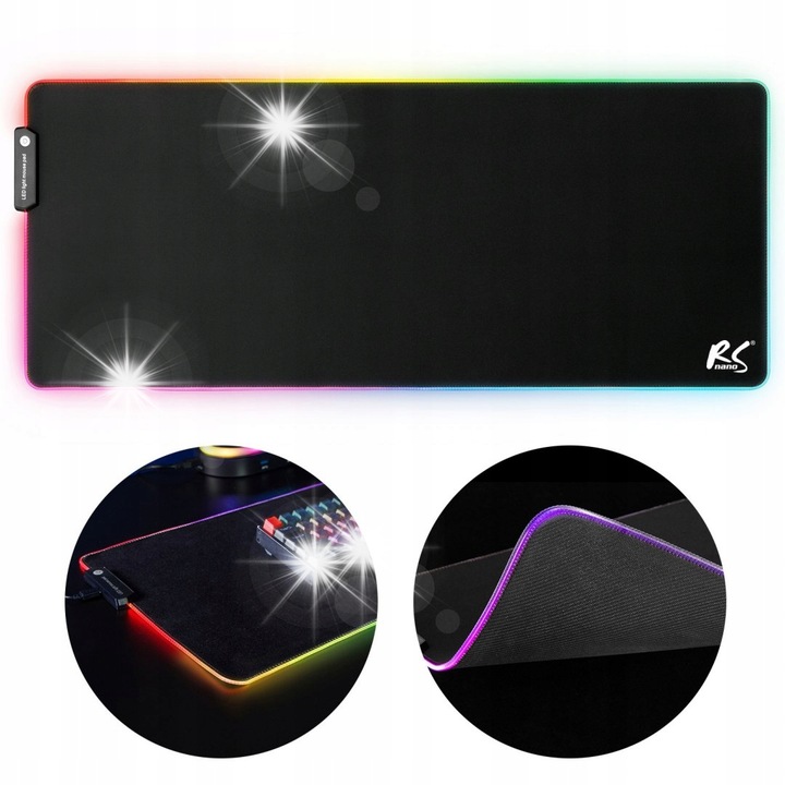 Mousepad gaming, NanoRS, RS705, LED RGB, 80x30cm, antiderapant