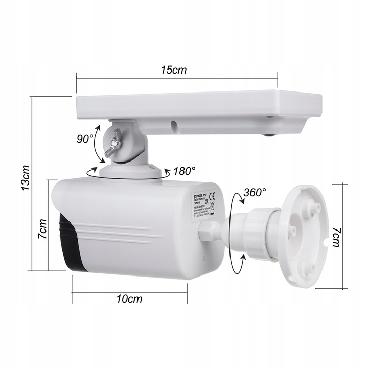 Atrapa camera solara Maclean, IP66, cu LED rosu, 195x85x125mm, set montaj inclus