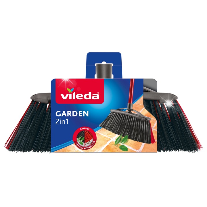 Четка Vileda 2 в 1, розова, комплект с дръжка, размери 30x10cm