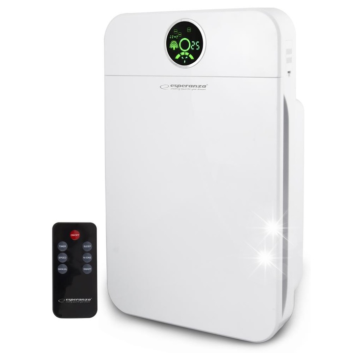 Purificator de aer COOCHEER cu filtru HEPA real si filtru de carbon, purificator de aer pentru casa cu temporizator 1/2/4/8H, 3 viteze ale vantului, mod standby, foarte silentios