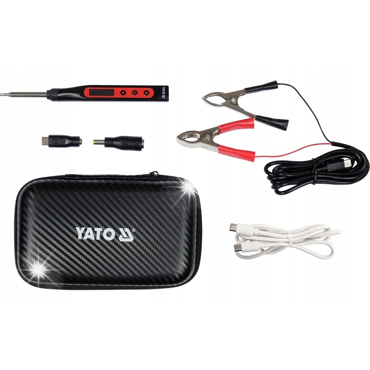 Aparat digital de lipit portabill Yato T12 65W, temperatura 90-480°C, set complet cu adaptoare, USB-C