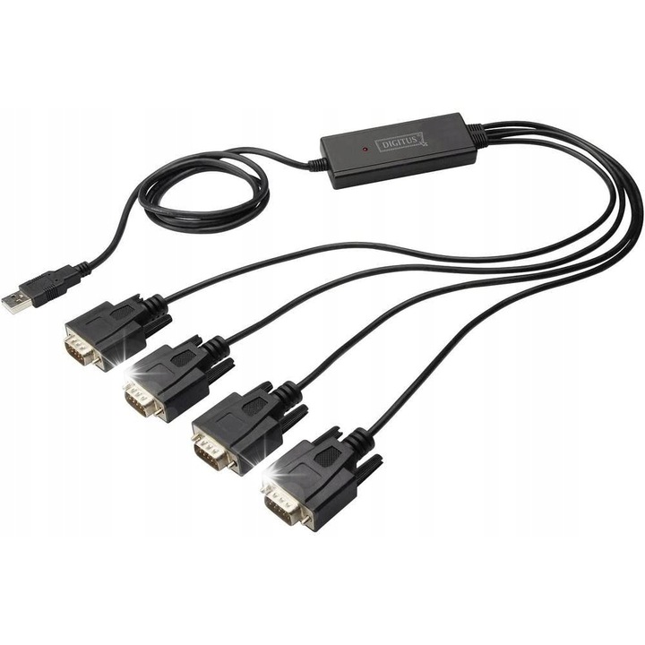 Adaptor USB 2.0 4x RS232, Digitus, 1,5m, compatibilitate ridicata, transfer date 1Mb/s