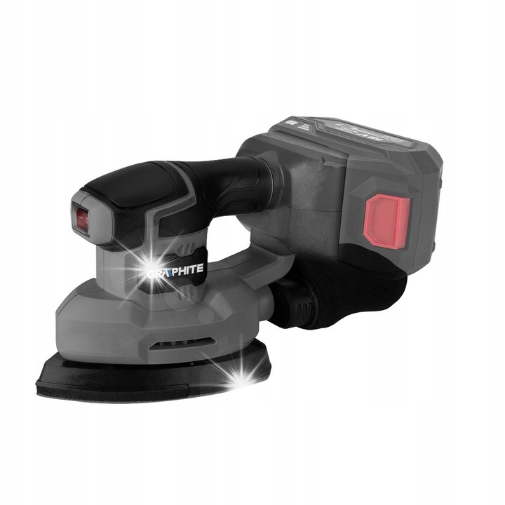Slefuitor oscilatie DELTA, Graphite, 18V, 140x140x80mm, fara acumulator, set cu hartie abraziva si sac pentru praf