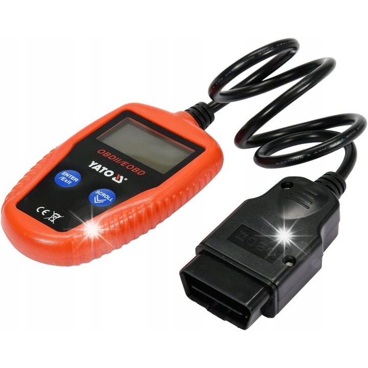 Тестер за автодиагностика Yato OBD2, осветен LCD екран, 0.295кг