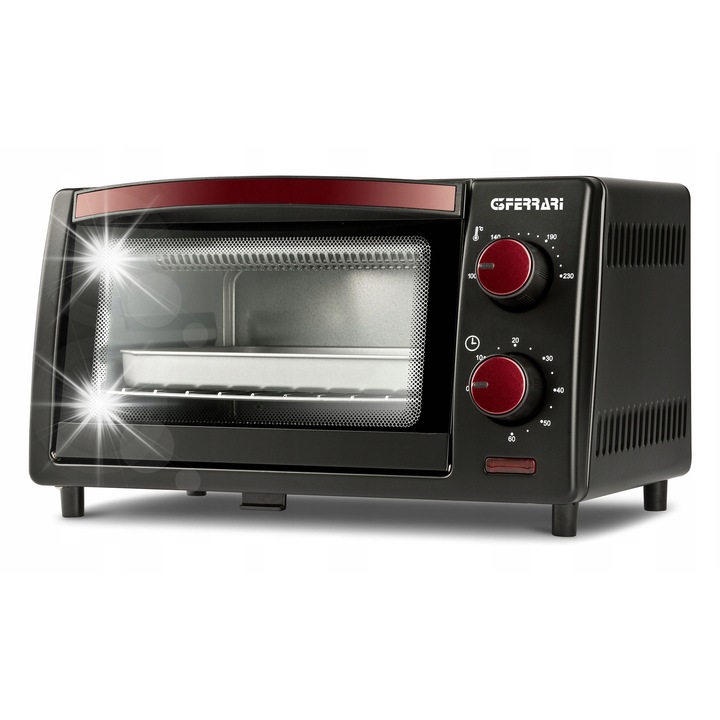 Cuptor electric G3Ferrari Il Moro 10, 10L, 800W, termostat 100-230C, timer 60 min, rosu, 37x21.5x25.5cm
