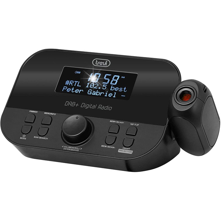 Radio cu ceas Trevi RC 85D8 DAB, proiectie timp, LED, 2 alarme, negru