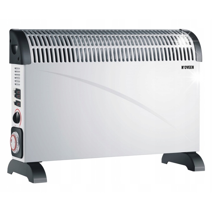 Convector electric N'oveen, model CH-6000, 2000W, alb, 600x200x425mm, set cu suporturi