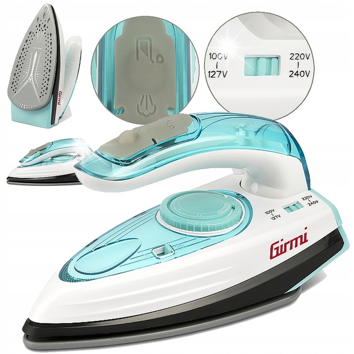 Fier de calcat portabil Girmi ST04, 750-1200W, abur continuu, capacitate rezervor 70ml, ceramica, compact