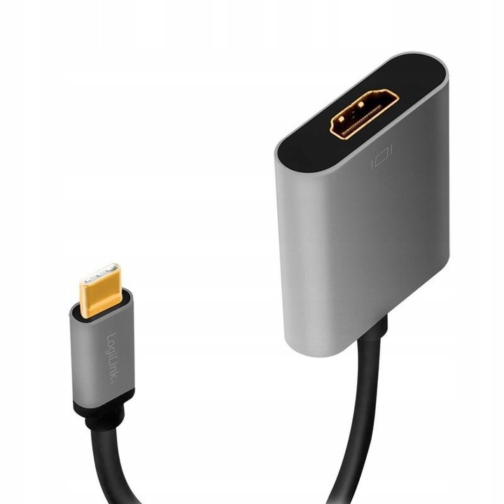 Адаптер, USB-C към HDMI, LogiLink, 4K, 0.15м, черен