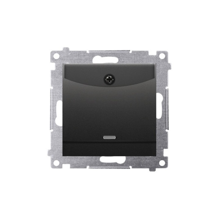 Szállodai kapcsoló, 1-kétpólusú, LED világítással, Kontakt Simon, matt fekete, 75x75x41mm