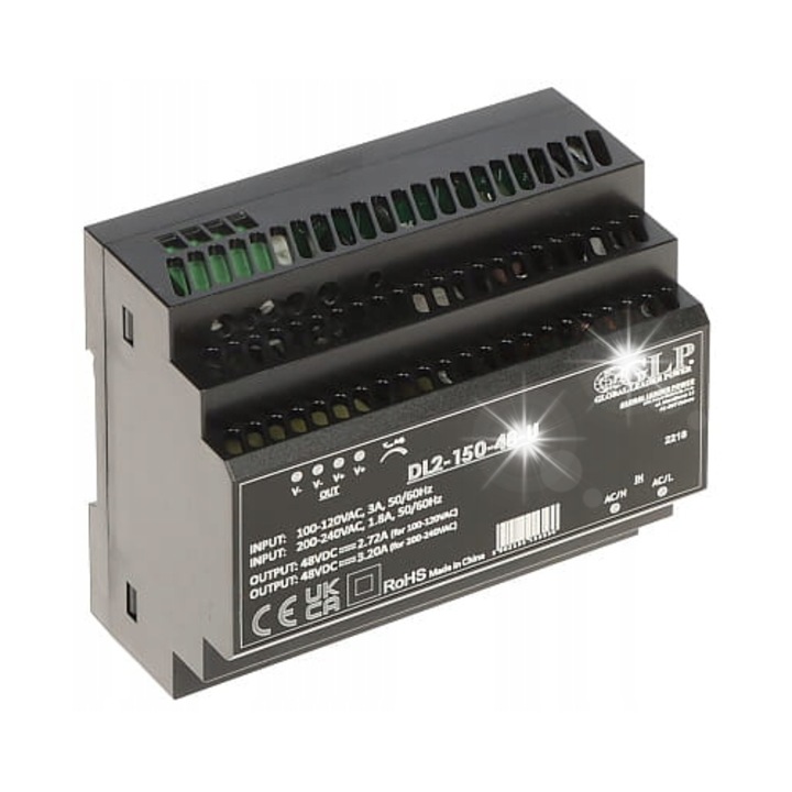 GLP DL2-150-48-U tápegység, 48 V DC, 2.7 A, 2 kimenet, 110x100x65mm