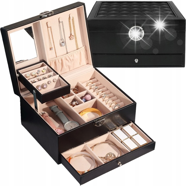 Cutie bijuterii, neagra, 22,5x17x11,5cm