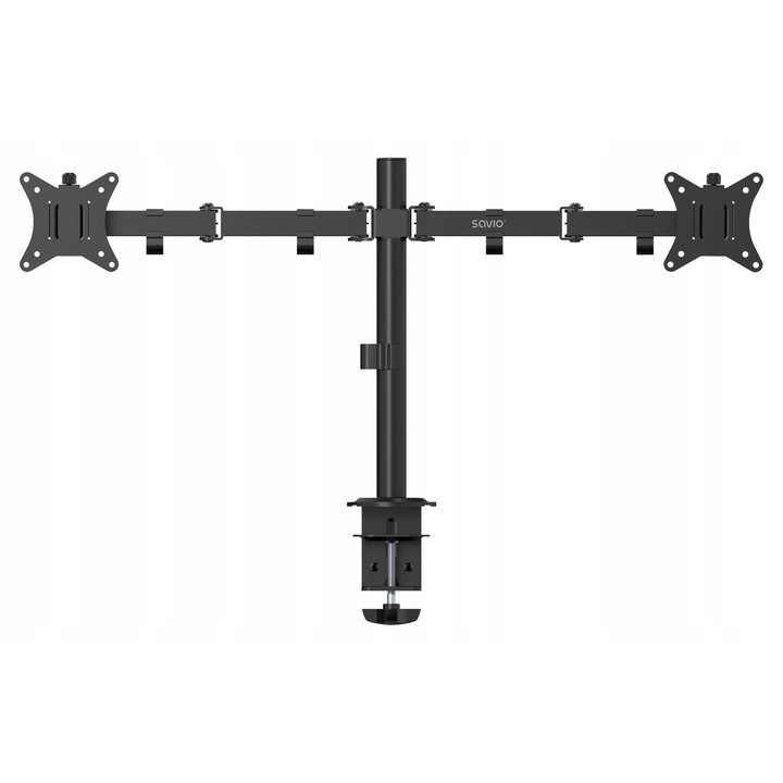 Savio UM-03 asztali tartó 2 monitorhoz, 17'' - 32'', fekete, fúrás nélküli rögzítés
