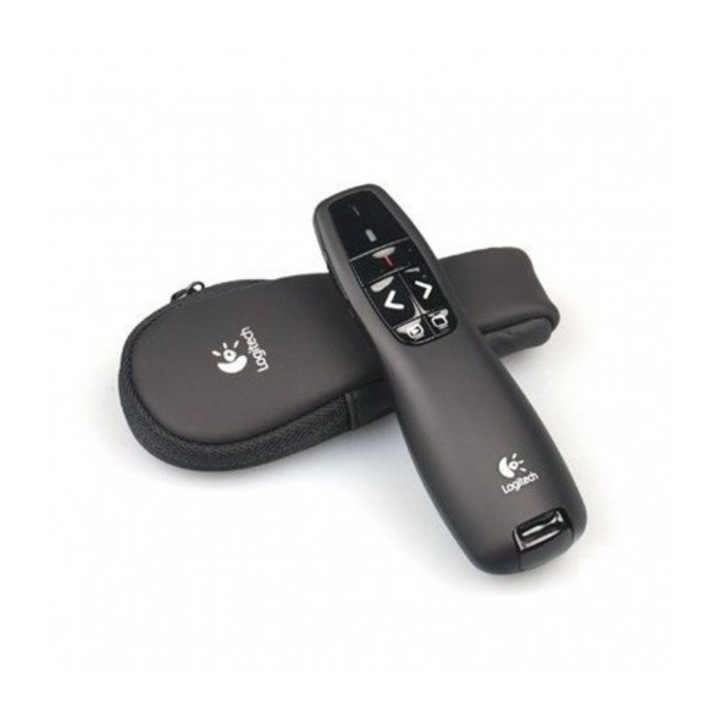 Bemutató pointer, Logitech R400, vezeték nélküli, 10 m, piros lézerrel