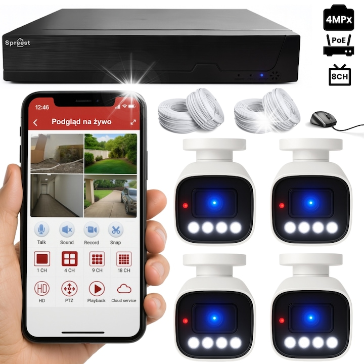 Kit Hikvision CCTV 4 camere dome TurboHD 1.3MP MK051-KIT01