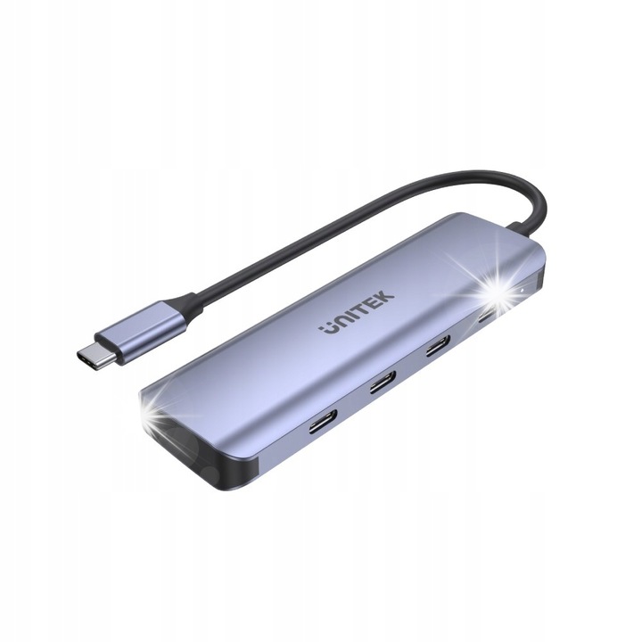 Unitek USB-C hub, 4 db USB-C port, 5 Gbps, Space Grey, 11x3,5x1,23cm