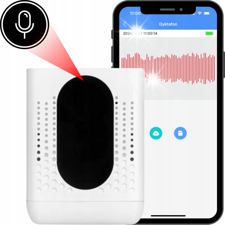 Диктафон WiFi Spreest EL-AR07, 5600 mAh, мониторинг в реално време, 76x76x96 мм, пълен комплект
