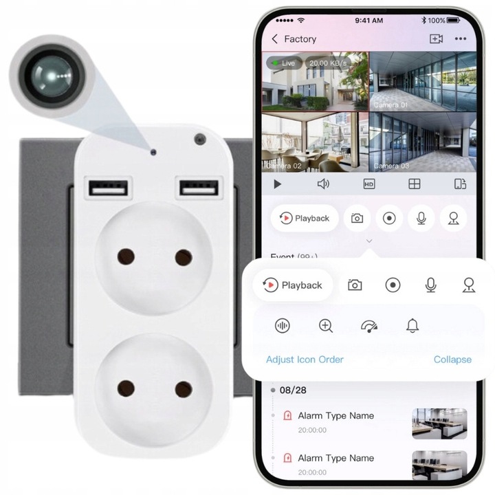 Мини камера WiFi шпионска, Spreest, Full HD, детекция на движение, 9x4,6см, пълен комплект
