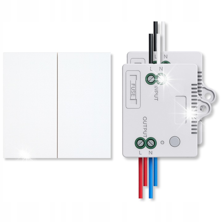 Spreest vezeték nélküli kapcsoló, falra szerelhető, 2 gombos, fehér