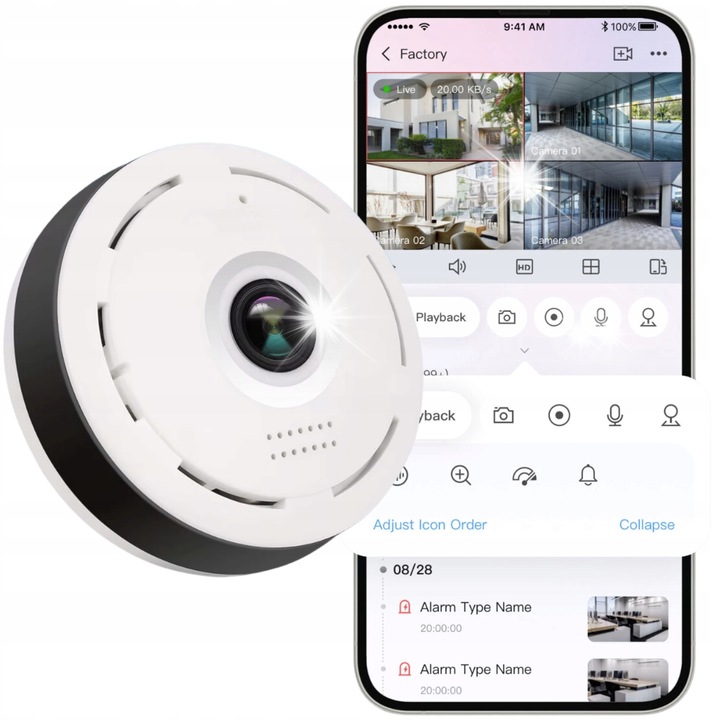 Мини камера WiFi A8S, детекция на движение, 360° панорама, дискретен дизайн, 70x70x37мм