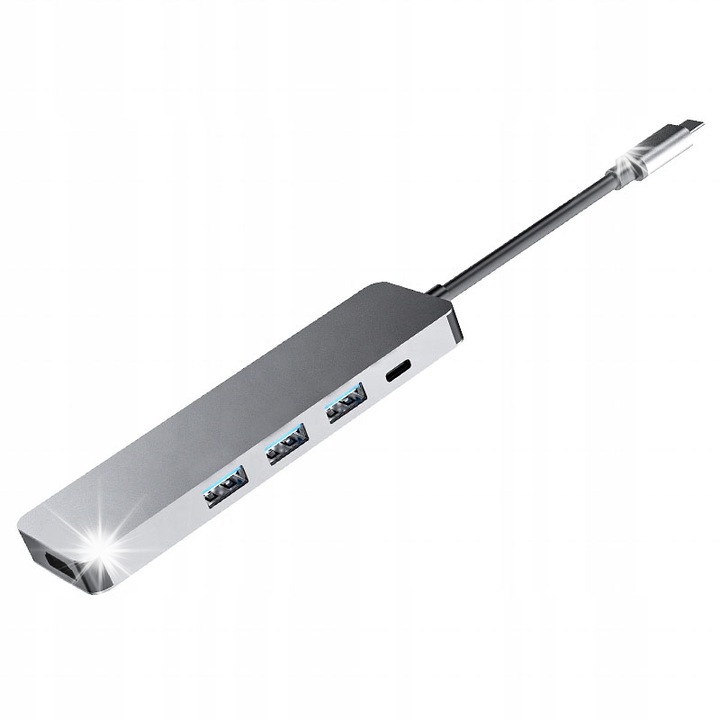 Adapter USB-C 5w1 Spreest, HDMI 4K, 3x USB, USB-C, gri