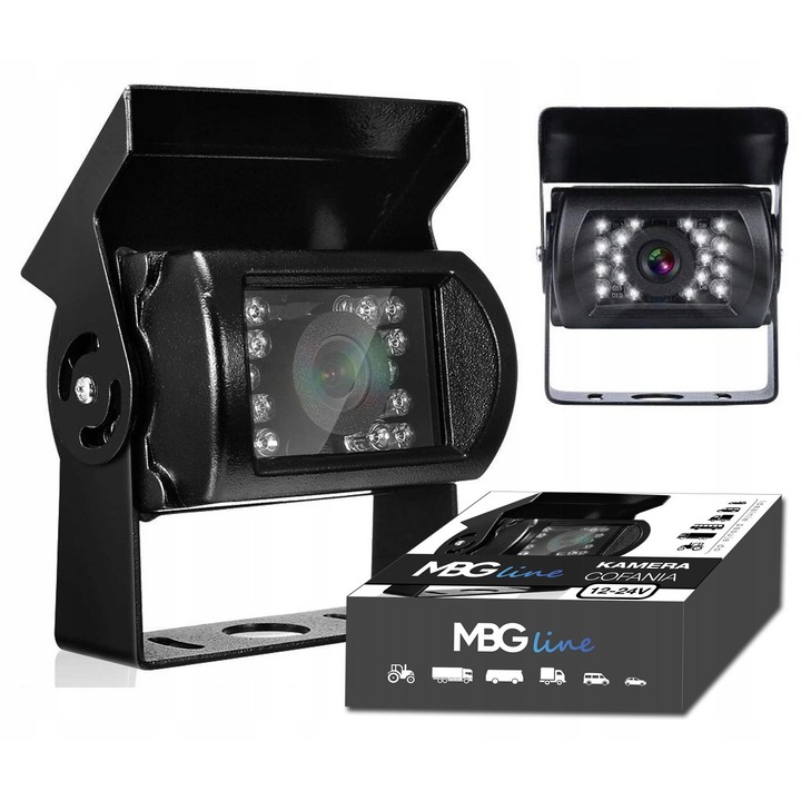 Camera de marsarier metalica MBG Line 12-24V, 110° unghi de vedere, cablu RCA 10m, rezistenta la apa