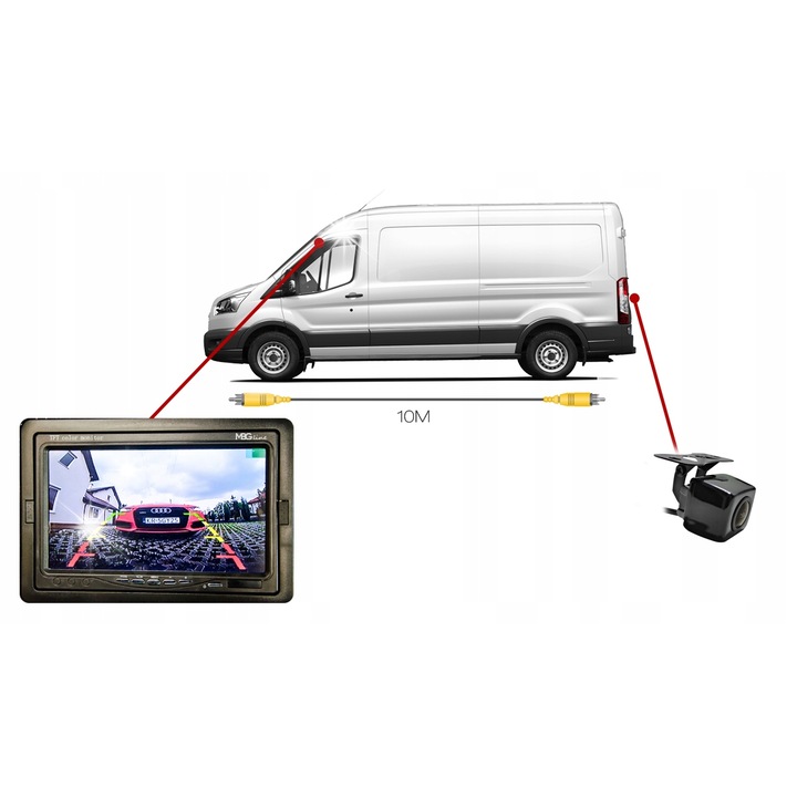 Комплект камера за задно виждане, линия MBG, с 7" LCD монитор, 12V, 170°