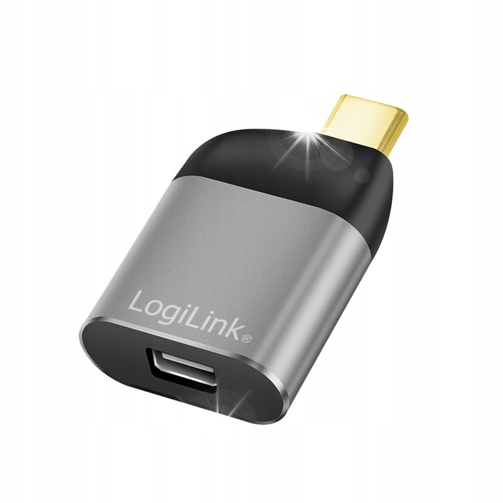 Adaptor USB-C la mini DisplayPort, 8K, aluminiu, negru/gri, 4x2,4x1,1cm, LogiLink