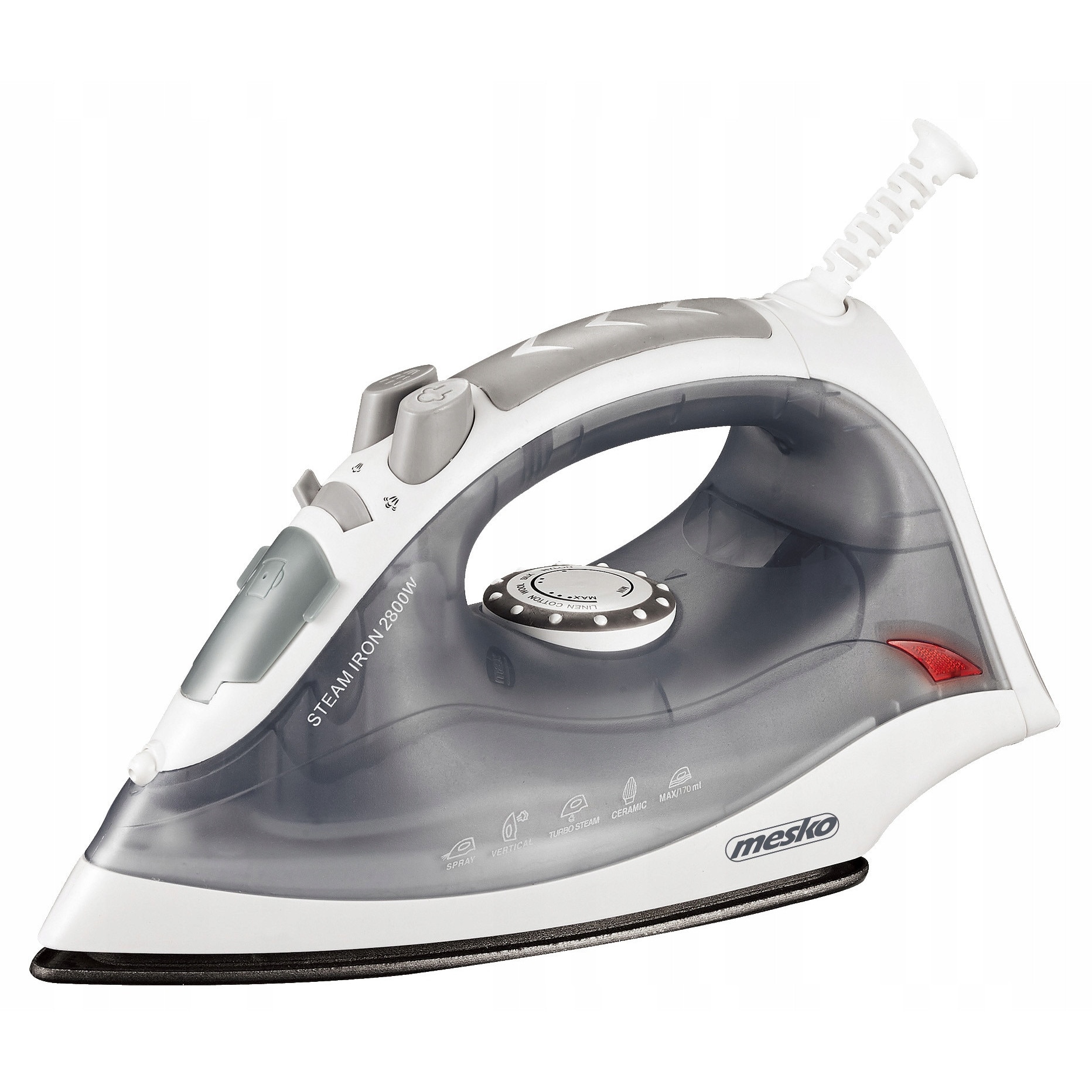 Fier de calcat cu abur Mesko MS 5037, 2800W, ceramica, gri, 26x10.5x14cm