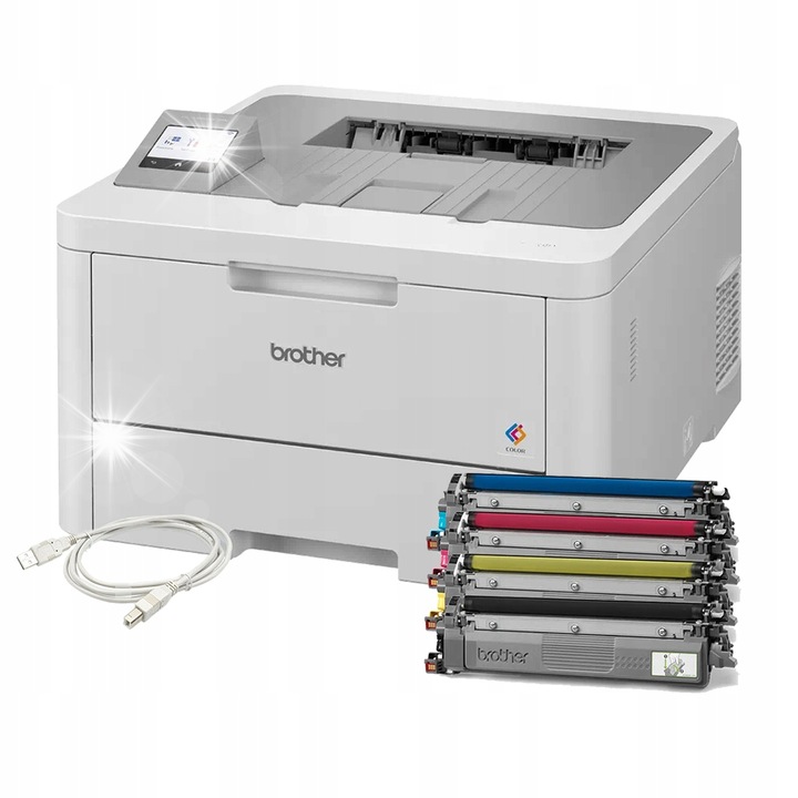 Imprimanta color LED Brother HL-L8230CDW, wireless, 512MB, A4, set toner original si cablu USB 1,8m
