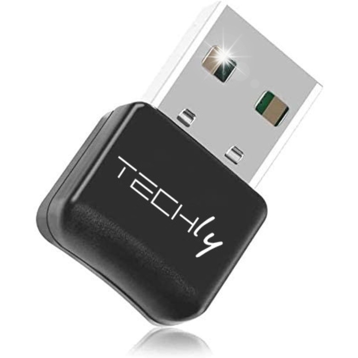 Adaptor Mini USB Bluetooth 5.0, TECHly, 10m, negru, 25.2x15.5x7.6mm