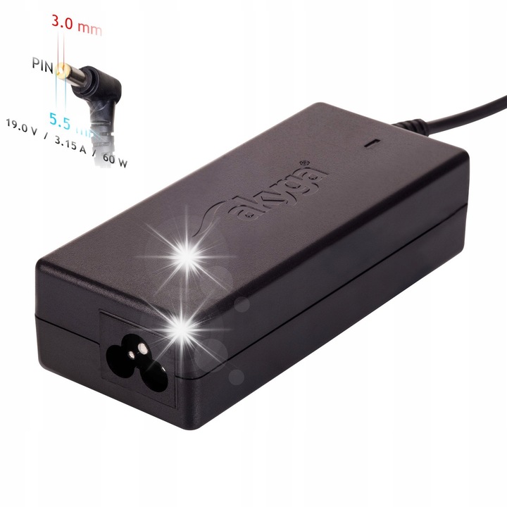 Akyga AK-ND-13 laptop töltő 19V/3.16A 60W 5.5x3.0mm, fekete