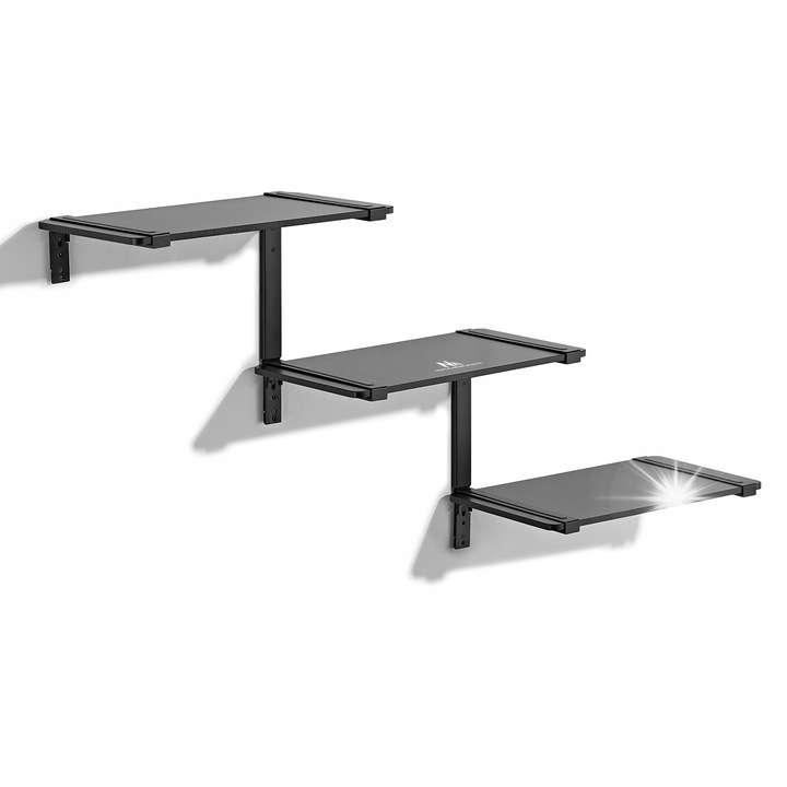 Rafturi modulare Maclean MC-974, 3 niveluri, 30kg, negru, 1440x316x428mm