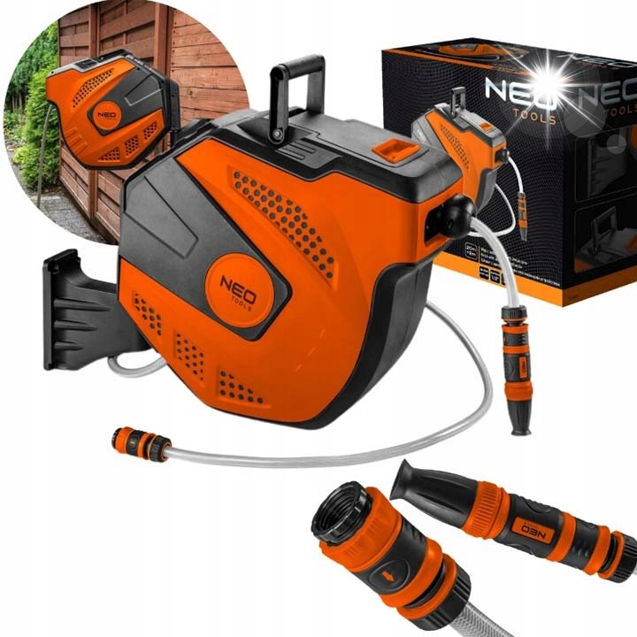 Kerti tömlő 20m + 2m, Neo Tools, 1/2", 51,5x47,8x27,3cm